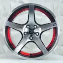 RIN 15X7 5-100 R1 SPORT 1318 BLACK MACHINE RED UNDERCUT* ET5 CB73.1 
