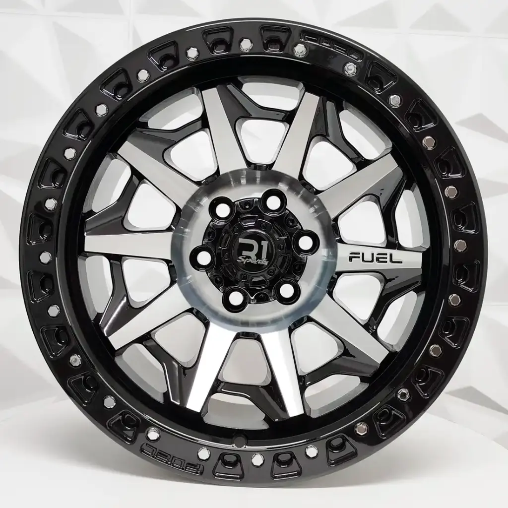 RIN 17X9 6-139.7 R1 SPORT QC1261 BLACK MACHINE FACE+CHROME RIVETS* ET0 CB106.1